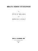 Biblical Hebrew for beginners