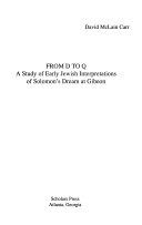 From D to Q : a study of early Jewish interpretations of Solomon's dream at Gibeon