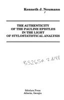The authenticity of the Pauline Epistles in the light of stylostatistical analysis