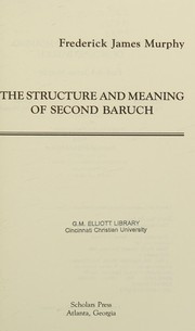 The structure and meaning of Second Baruch