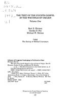 The text of the fourth Gospel in the writings of Origen